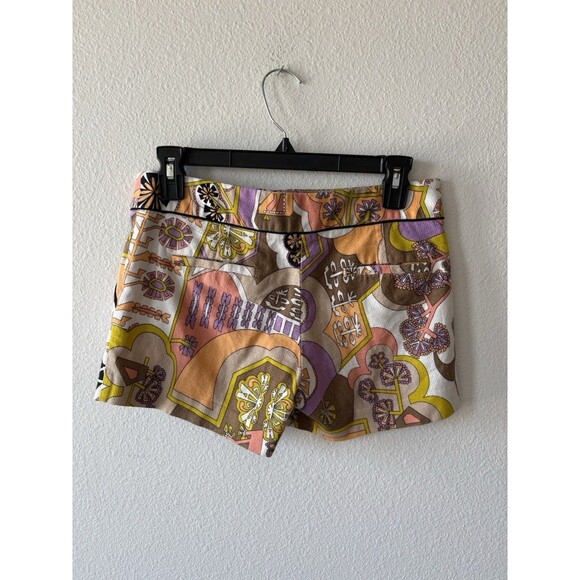 Trina Turk Delano Shorts Women's 4 Colorful Geometric Floral 70's Boho Retro - Picture 3 of 4